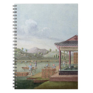 Transporting crates of tea (w/c on paper) notebook