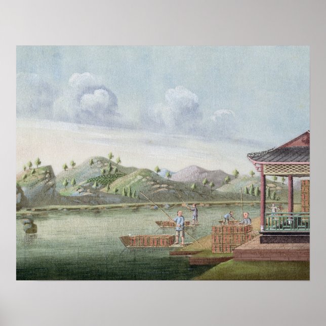 Transporting crates of tea (w/c on paper) poster (Front)