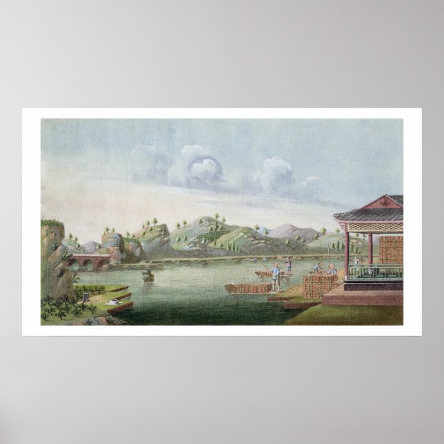 Transporting crates of tea (w/c on paper) poster (Front)