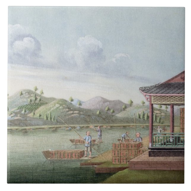 Transporting crates of tea (w/c on paper) tile (Front)
