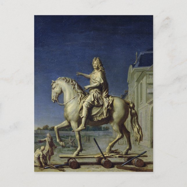 Transporting the Equestrian Statue of Louis Postcard (Front)