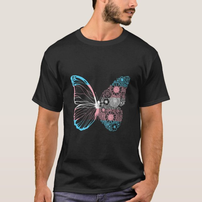 Transsexual Butterfly Changes Transform Trans Prid T-Shirt (Front)