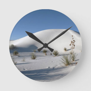 Transverse Dunes and Soaptree Yucca Round Clock