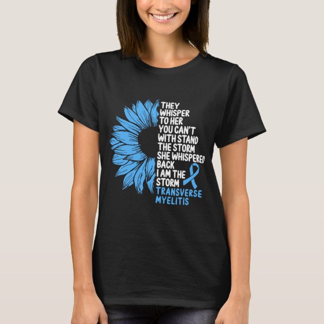 Transverse Myelitis Awareness Blue Ribbon Storm T-Shirt (Front)