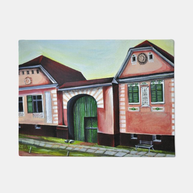 Transylvania, Romania, Watercolor Painting Doormat (Front)