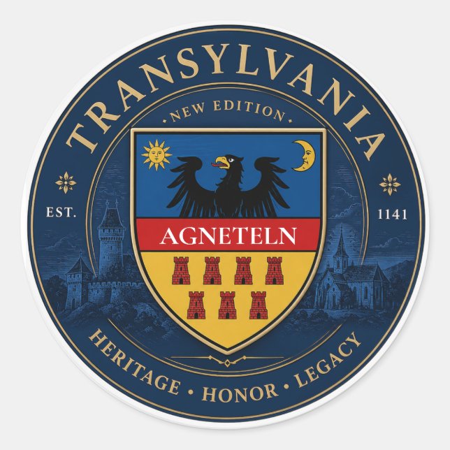 Transylvanian custom word  classic round sticker (Front)