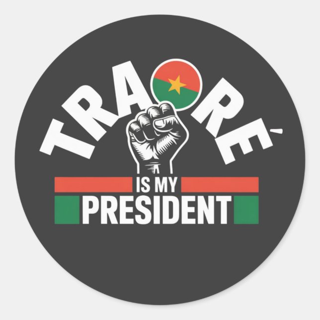 Traore Ibrahim Traoré is my President - Captain  Classic Round Sticker (Front)