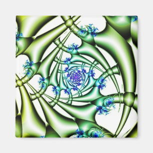 Trap   Blue and Green Fractal Art Magnet