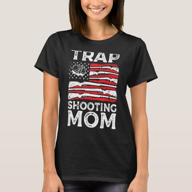 Trap Shooting Mum Gun Rights American Flag Mother' T-Shirt (Front)