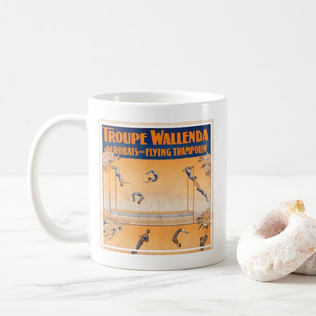 Trapeze, Acrobats And Flying Trampolin Coffee Mug (With Donut)