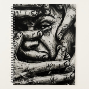 Trapped Thoughts – Charcoal Hands Black and White Planner