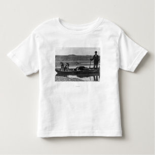 Trapper in Canoe with Hides and Dogs Alaska Toddler T-Shirt
