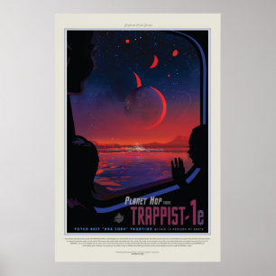TRAPPIST-1 System Planet 1e retro space tourism ad Poster