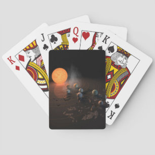 Trappist-1's Seven Planets In Orbit Around Star. Playing Cards