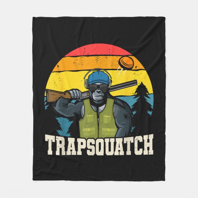 Trapsquatch Bigfoot Funny Clay Trap Shooting Men Fleece Blanket (Front)