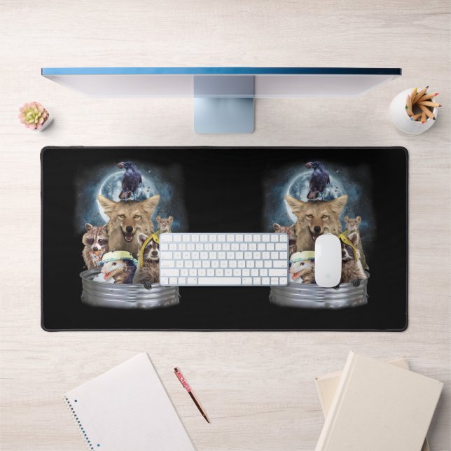 Trash Animals Howling at the Moon Funny Team Trash Desk Mat (Office 1)