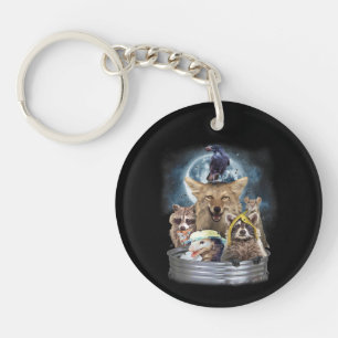 Trash Animals Howling at the Moon Funny Team Trash Key Ring
