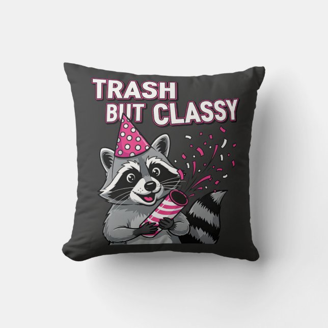 Trash But Classy – Party Raccoon Holiday Edition Cushion (Front)