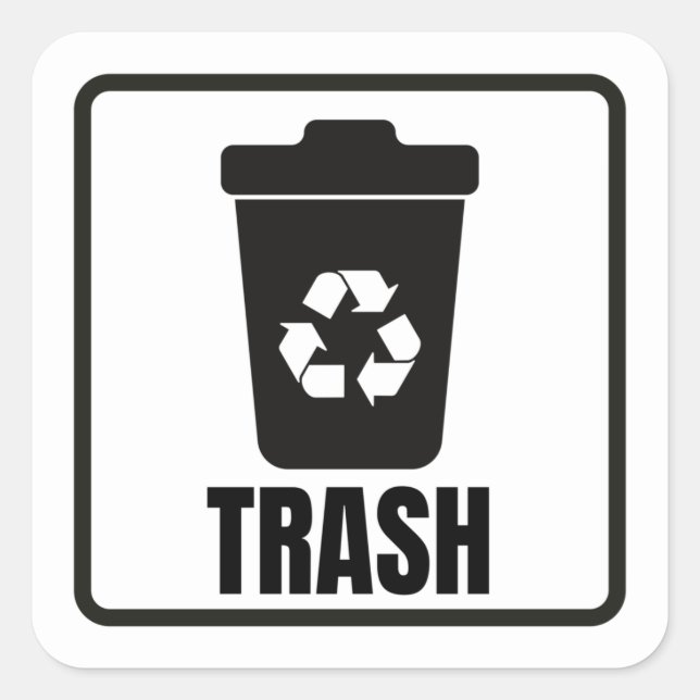 Trash Can black Classic  Square Sticker (Front)