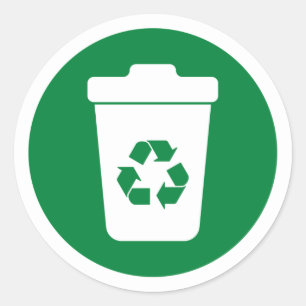 Trash Can green Classic Round Sticker