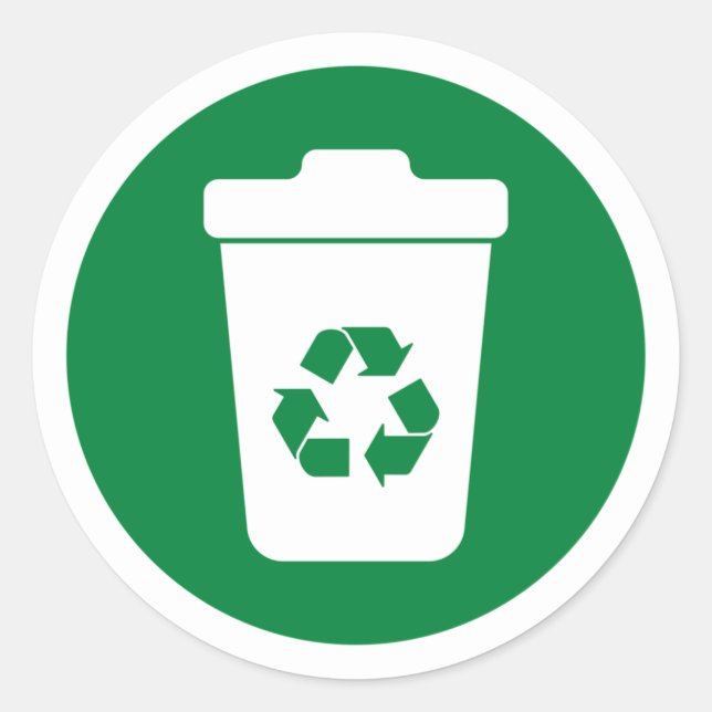 Trash Can green Classic Round Sticker (Front)