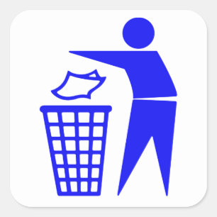 Trash Can Sign Square Sticker