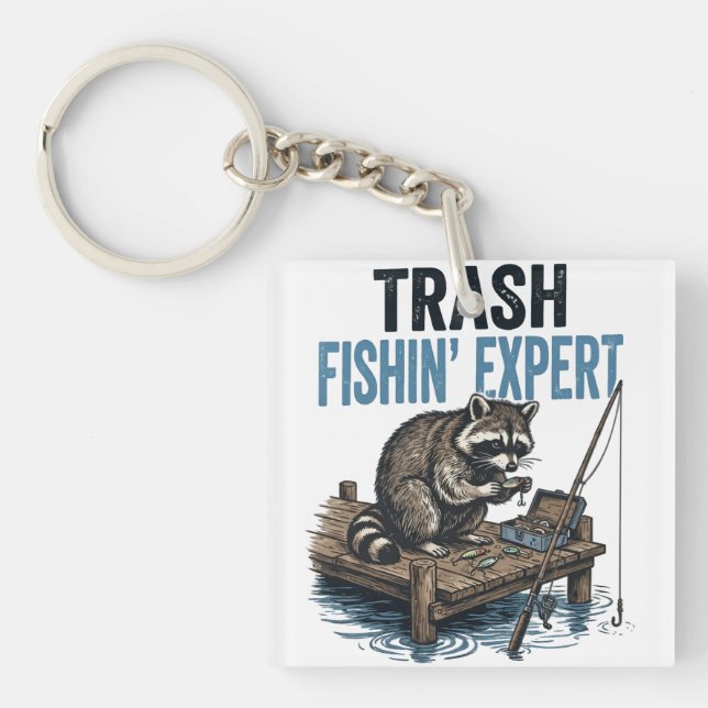 Trash Fishin' Expert Racoon Key Ring (Front)
