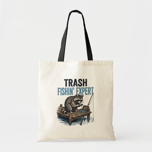 Trash Fishin' Expert Racoon Tote Bag (Front)