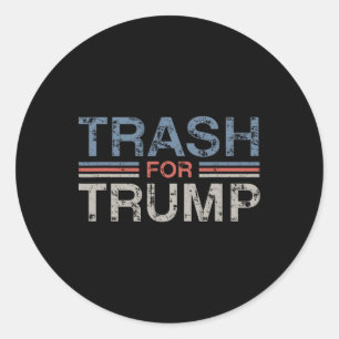 Trash For Trump 2025 Vintage Grunge Retro Garbyge Classic Round Sticker