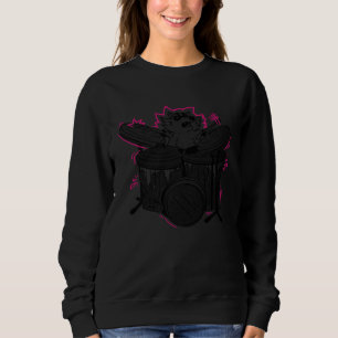 Trash garbage racoon drummer drumming music sweatshirt