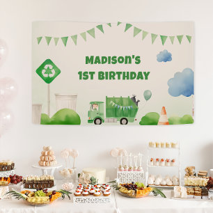 Trash Garbage Truck 1st Birthday Party  Banner