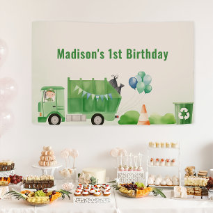 Trash Garbage Truck 1st Birthday Party  Banner