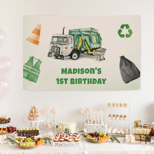 Trash Garbage Truck 1st Birthday Party  Banner