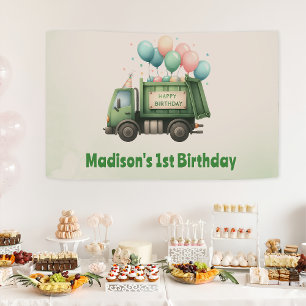 Trash Garbage Truck 1st Birthday Party  Banner