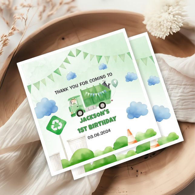 Trash Garbage Truck 1st Birthday Party  Napkin (Creator Uploaded)