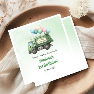 Trash Garbage Truck 1st Birthday Party Napkin