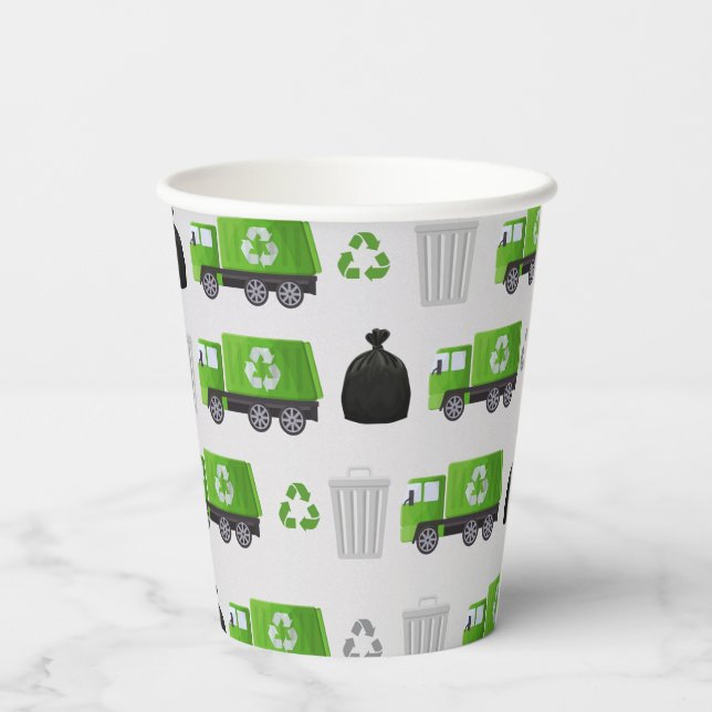 Trash Garbage Truck Birthday  Paper Cups (Back)