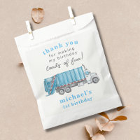 Trash Garbage Truck Blue 1st Birthday Thank You