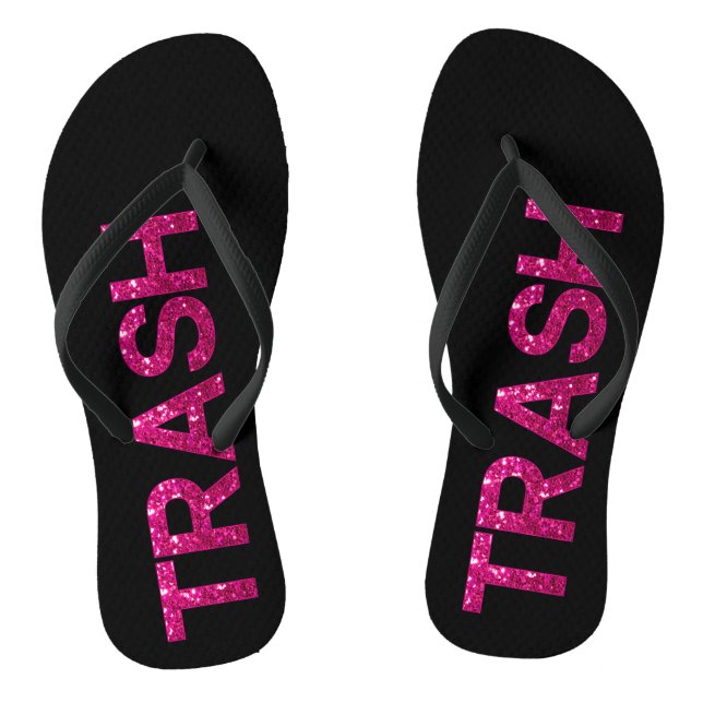 Trash Hot Pink Glitter   Thongs (Footbed)
