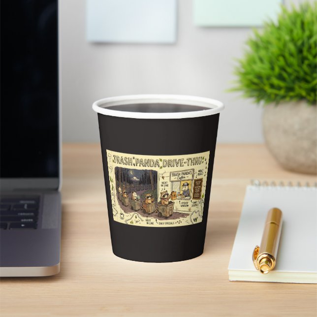 Trash Panda Coffee Drive-thru | Racoon Co Paper Cups (Insitu)