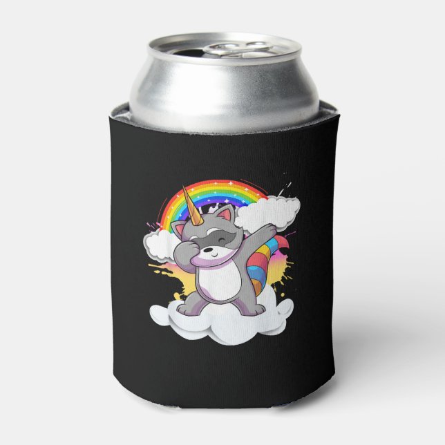 Trash Panda Funny Dabbing Raccoonicorn Unicorn Rac Can Cooler (Can Front)