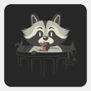 Trash Panda Racoon eating Garbage Gift Square Sticker