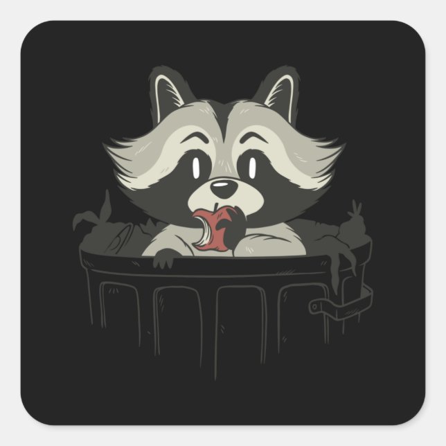 Trash Panda Racoon eating Garbage Gift Square Sticker (Front)