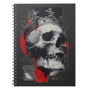 Trash Polka Crown Skull Red Black Grunge Notebook