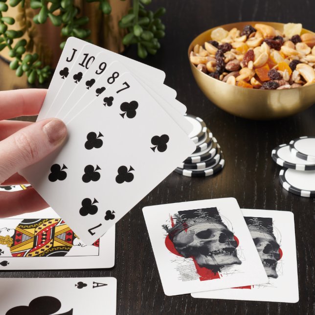 Trash Polka Crown Skull Red Black Playing Cards (In Situ)