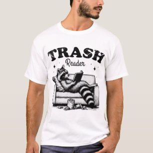 Trash Reader Racoon Book Lover Pun T-Shirt