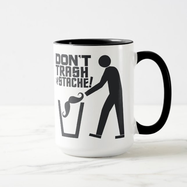 Trash Stache mug - choose style & colour (Right)