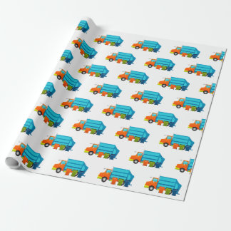 Trash Truck and Garbage Can Kids Wrapping Paper