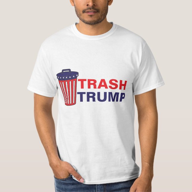 Trash Trump Red, White, & Blue Waste Can Political T-Shirt (Front)