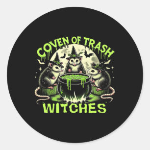 Trash Witches Opossum Spooky Halloween  Classic Round Sticker